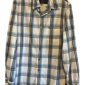 American Eagle Outfitters Blue & White Casual Vintage Fit  Shirt Size Large